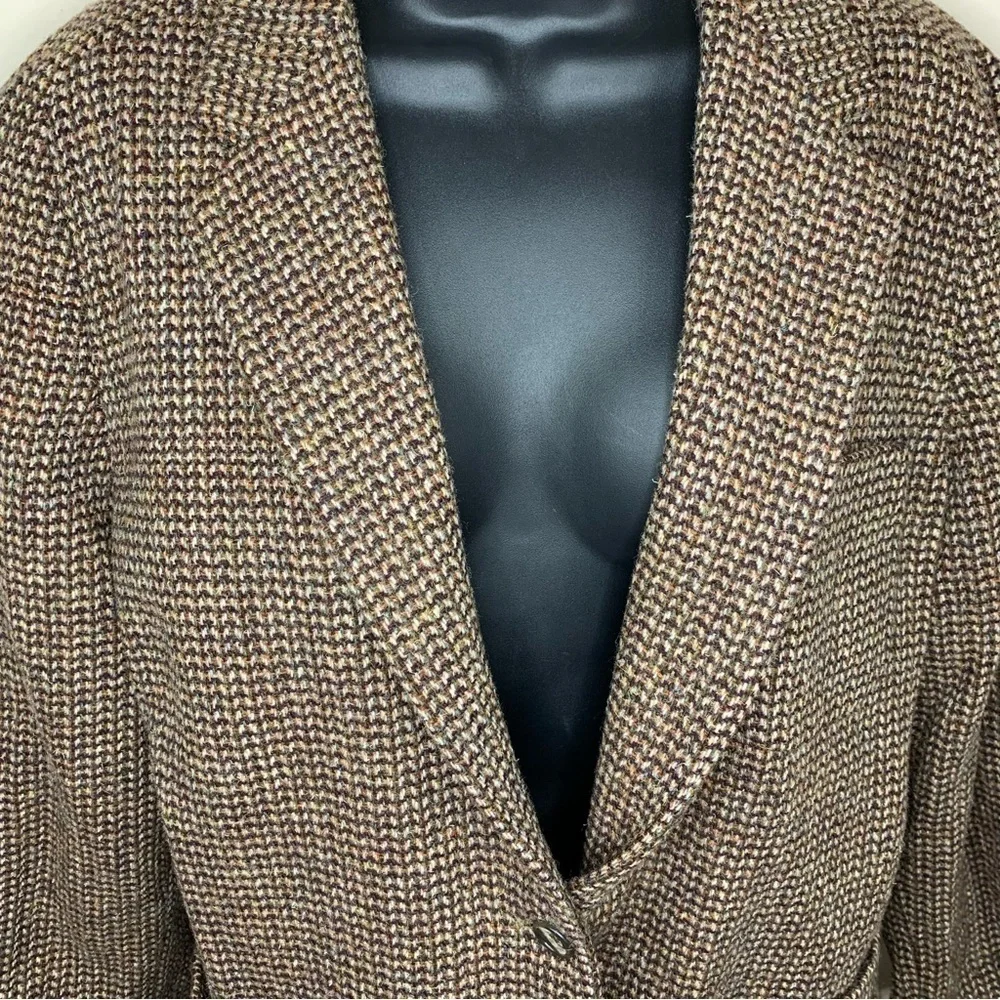 Size 14 Vintage Wool Ellen Tracy Union Made Brown Tan Lined Large Academia